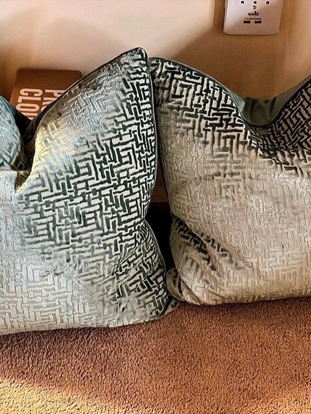 MICAH Geometric Accent Pillow Set in Blue & Green NWT